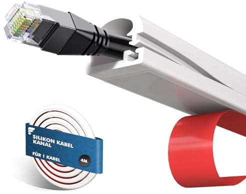 shinfly 4m Mini Goulotte Passe Cable, Cache Cables TV Mural pour Un Câble | Blanc Adhésif Flexible Goulotte Electrique en Silicone pour Cables, Cache Fil Convient pour la Gestion des Câbles Muraux