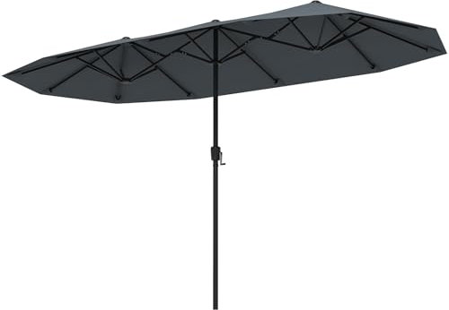 COSTWAY Doppelsonnenschirm 380x200cm, Sonnenschirm Groß XXL, UV Schutz, Gartenschirm mit Kurbel, Terrassenschirm, Marktschirm für Garten, Terrasse & Pool (Anthrazit)