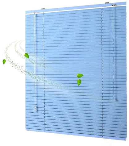 Store Venitien Aluminium, Store Cuisine Intérieurs, Lamelles 25 mm Rideau d'intimité Occultants Horizontaux 20 35 45 54 66 80 100 120 135 155 180 200cm Étanches Volets(Sea Blue)
