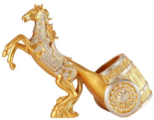 YANTIANCAI Horse Wine Bottle Holder, Decorative Standing Animal Figurine, Tabletop Wine Rack Display Stand (Golden)