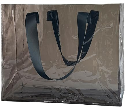 TotePrint Transparente PVC Strandtasche, 45x34x15cm, Wasserdichte Tasche mit Blauen Tragegriffen, Durchsichtige Einkaufstasche