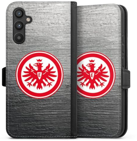 DeinDesign Klapphülle kompatibel mit Samsung Galaxy A34 5G Handyhülle aus Kunst Leder schwarz Flip Case Eintracht Frankfurt SGE Logo