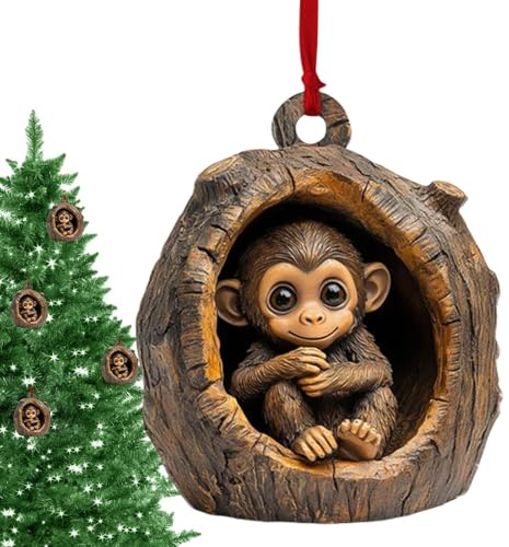 Animal Christmas Tree Decorations - 9 cm/3.54 inches Animal Ornaments Christmass Signs | 2D Acrylic Home Decor Christmas Tree Ornaments, Koala Monkey Cat Bag Pendant, New Years Decorations