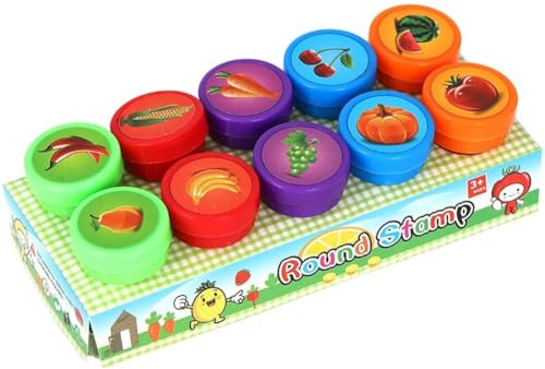 Zghhc 10 Verschiedene Stempel, Selbstfärbend, Cartoon-Motiven Von Obst, Gemüse Und Insekten, Ideal Als Kleines Geschenk Für Nikolausstiefel Oder Partytüten.