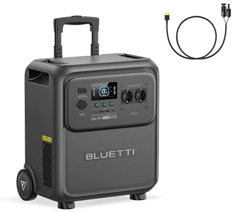 BLUETTI Elite 400 Tragbare Powerstation, 3840Wh Akku mit 2600W AC Ausgängen (3900W Power Lifting), Solargenerator mit hoher Kapazität und Rollen für Zuhause, Notstrom & RV (Inkl. Solarladekabel)