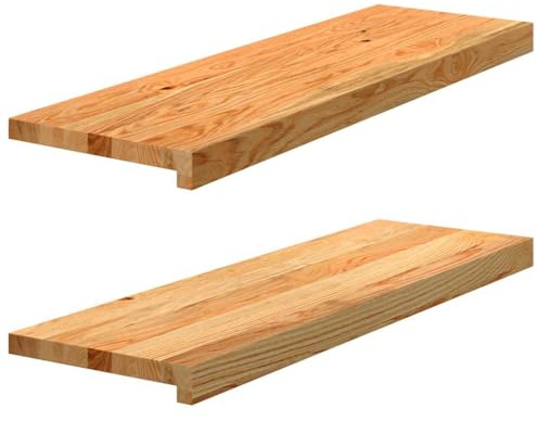 HETFTJN Set di 2 gradini per scale in legno massello di rovere marrone chiaro, 80 x 30 x 2 cm, robusti gradini in legno per ristrutturazione delle scale, versatile, in rovere naturale
