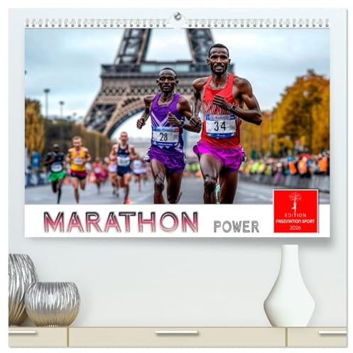 Marathon Power (hochwertiger Premium Wandkalender 2026 DIN A2 quer), Kunstdruck in Hochglanz: Immer weiterlaufen, auch wenn es schwer wird. (CALVENDO Sport)