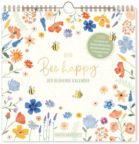 Wandkalender quadratisch 2025 Bee happy: Wandkalender