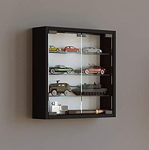 VCM Glasvitrine hängend | Vitrine Glas mit ESG-Sicherheitsglas | Maße ca. H. 40 x B. 40 x T. 10 cm| Hängevitrine Glas | Modern und platzsparend | Glas Vitrinenschrank - Mandosa S Schwarz