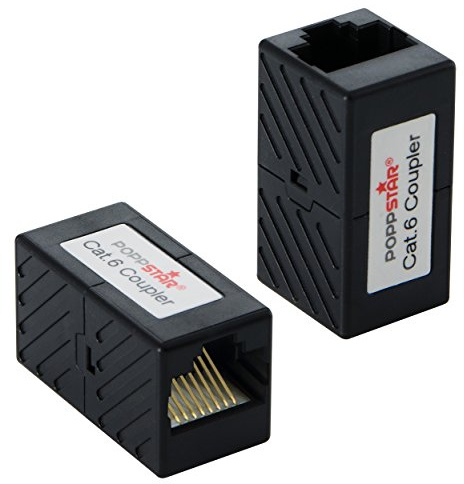 Poppstar 2X Adapter RJ45 Kupplung Cat6 (2X Buchse, 8-polig, geschirmt), Ethernetkabel Verbinder - Netzwerkkoppler für Patchkabel, DSL LAN Kabel, Netzwerkkabel, Modular UVM.