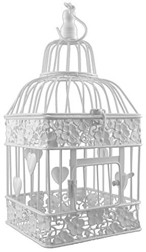 PrimoLiving Vogelkäfig aus Metall eckig weiß P-333 klein (mit Herzen)