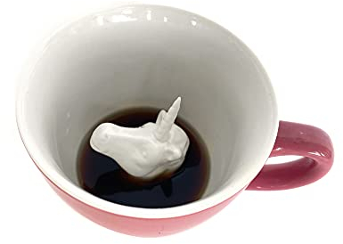 Creature Cups Einhorn-Keramiktasse (325 ml, Außenseite Kaugummi) – Pferd, Pony-Tasse – verstecktes 3D-Tier im Inneren – Geburtstag, Urlaub, Einweihungsgetränk, Geschenk für Kaffee- und Teeliebhaber