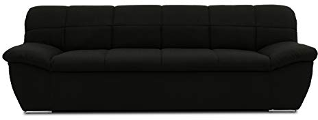 DOMO. collection Sofa Splash, 3-Sitzer Couch, 3er Garnitur aus Webstoff mit breiten Armlehnen, Polstersofa, 232 x 96 x 76 cm (BxHxT), schwarz