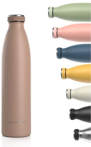 LARS NYSØM Edelstahl Trinkflasche 350ml, 500ml, 750ml, 1L, 1 5 liter | Thermosflasche Kohlensäure geeignet | Auslaufsichere Wasserflasche für Sport, Outdoor, Schule (Mocha Brown, 1000ml)
