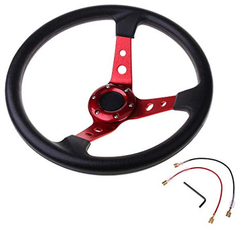 BIlinli Sportlenkrad Universal 4 Zoll PVC Leder Auto Racing Lenkräder