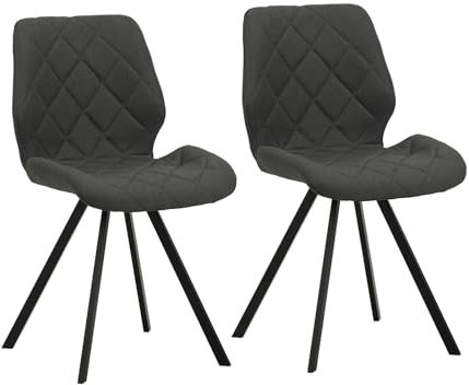 SVITA Diamond Esszimmerstühle 2er Set Küchenstuhl Polsterstuhl gesteppt Stoffbezug Dunkelgrau