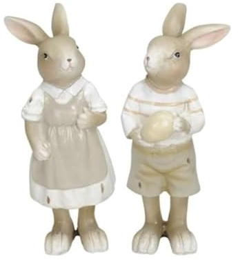 RiloStore 2 STK HASE Creme Farben braun Osterhasen Paar 12cm Deko Ostern Osterhase Hasen ps3188 Osterdeko Aufsteller 2er Set