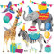 20 Servietten Zootiere in Partystimmung | Giraffe | Elefant | Zebra | Kinder | Geburtstag 33x33cm