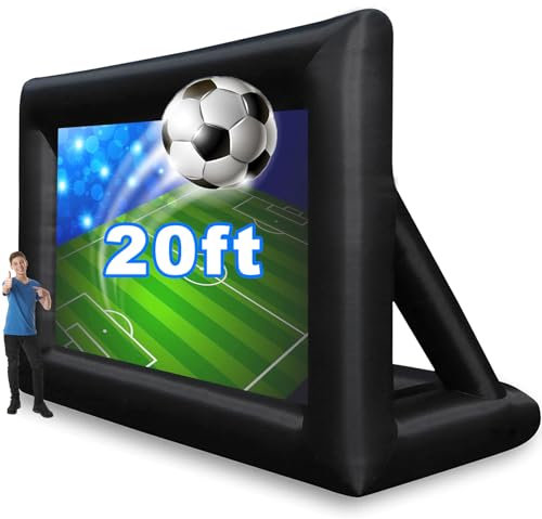 GZKYYLEGS 20 Feet Inflatable Outdoor and Indoor Theater Projector Screen - Includes Air Blower, Tie-Downs and Storage Bag - Portable, Supports Front and Rear Projection
