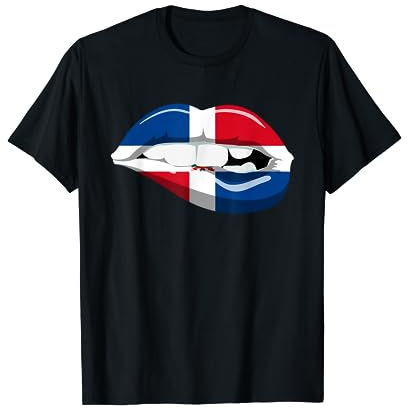 Dominikanische Republik Flagge Karibik Urlaub Lippen Dom Rep T-Shirt