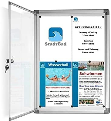 Floordirekt | Tableau d'affichage en aluminuim, vitrine d'affichage avec serrure à clé | Tableau arrière magnétique - Porte avec serrure - Cadre en aluminium | 6 x A4