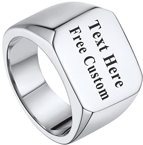 ChainsHouse Punk Bandring mit Gravur Siegelring in Ringgröße 67.2 Herren Jungen Fingerring mit Geschenkebox für Geburtstag Weihnachten Halloween