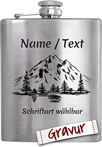 Wandern Geschenk Flachmann Set mit Gravur/Spruch personalisiert, Wanderer Geschenke für Frau, Mann, Oma, Opa, Geschenkidee zum Geburtstag, Ostern, Weihnachten, Ruhestand