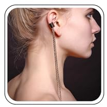 TseenYi Kette Manschettenohrringe Boho Gold Quastenkette Lange Ohrclips Knorpel-Clip-Schmuck Für Frauen Und Mädchen(1 Stück)