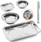 Swpeet 5Pcs 2 Shapes Round and Square Stainless Steel Magnetic Tool Tray with 3Ib Magnetic Pickup Tool Assortment Kit, Magnetic Parts Tray Holder Round Magnetic Tray for Parts Socket Screw Nut Bolt