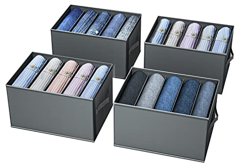 DHWDS Schrank Organizer Kleiderschrank 4 Stück - Faltbare & Platzsparende Schubladen Organizer/Ordnungssystem - Aufbewahrungsboxen Organisation für Aufbewahrung Kleidung, Tshirts, Hosen, Unterwäsche
