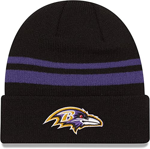 New Era Unisex-Erwachsene NFL Offizielle Sport Knit Classic Striped Knit Beanie Kaltes Wetter Mütze, Baltimore Ravens, Einheitsgr��e