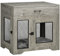 PawHut Indoor Dog Crate Furniture with Cushion, Double Doors, Pet Kennel End Table with Drawer, for Medium Dogs - Grey