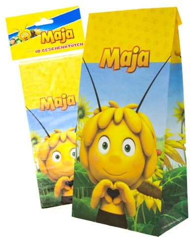 Party Factory `Biene Maja´ 10 Partytüten inklusive Sticker, 10x20x6cm, bunt, Papiertüten für Mitgebsel, Kindergeburtstag