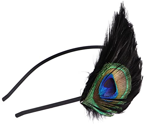 minkissy Pfauenfeder-stirnband Fascinator-hüte Für Frauen Pfau Kopfschmuck 1920er Jahre Pfau-kopfschmuck Für Fascinator-hut Für Damen Feder Haarband Kopfbedeckung Haarschmuck Cosplay