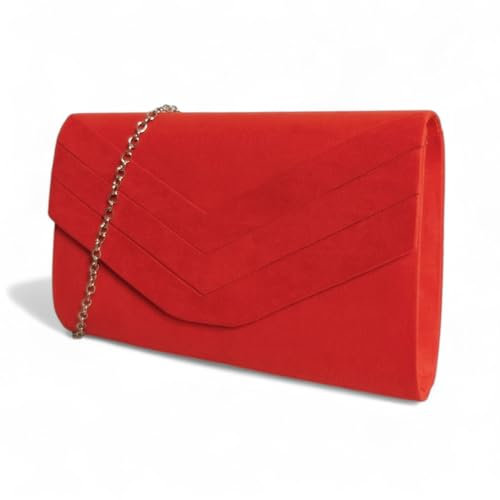 fi9 Elegante pochette da donna in pelle scamosciata, da sposa, da sera, per feste, Corallo, medium