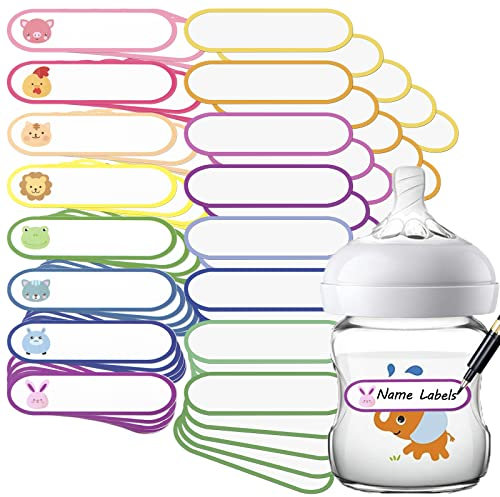 Namensaufkleber für Kinder (80 Stk. 58x14 mm)-Wasserfest Namensschilder für Kita, Kindergarten und Schule Gegenstände, Personalisierte Schulaufkleber Babyflasche Klebeetiketten Spülmaschinenfest