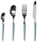 Tognana Zen, service de 24 couverts, acier, bleu ciel