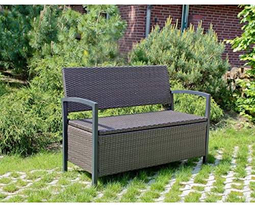 Gartenbank mit Truhe Truhenbank Bank Parkbank Auflagenbox Kissentruhe Gartensitz