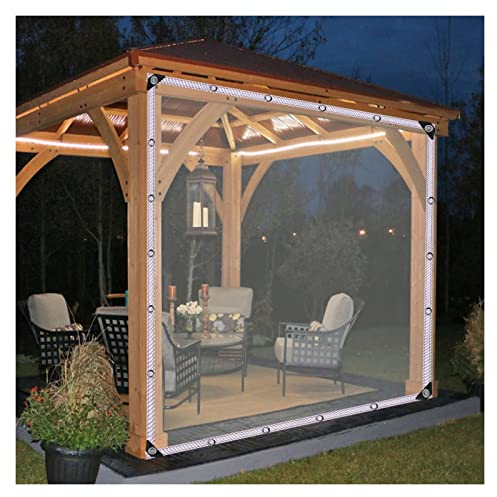 Transparente wasserdichte Plane mit Ösen, Faltbare PVC-Terrassenvorhänge, Winddichte Zeltseitenwände, für Veranda, Pergola (Farbe: transparent, Größe: 2,5 x 2,5 m (8,2 x 8,2 Fuß))