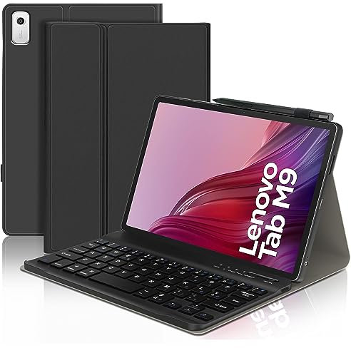 IVEOPPE Tastiera con Custodia per Lenovo Tab M9 HD 9, Italiano Tastiera Bluetooth Rimovibile Magnetica Wireless Tastiera con Protettiva Custodia, Nero