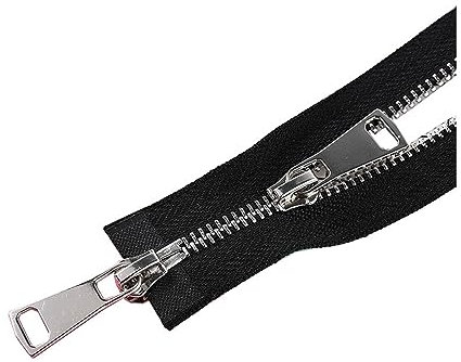 5# 60/70/80/90/100/120/150cm Doppi cursori Chiusura automatica con cerniera in metallo Cerniera per giacca, Nero, 80cm