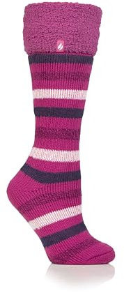HEAT HOLDERS SOCKSHOP Ladies 2.3 TOG Hellebore Cosy Cuff Wellington Boot Socks 4-8 Fuchsia