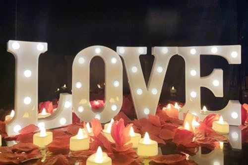 Proyatech LOVE Sign Led Light Up Letters Proposal Decorations Will You LOVE Sign 1000pcs Rose Petals for Romantic Proposal Engagement Sign Wedding Party