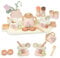 AolKee Juego de te Infantil, Juguetes de Juego de rol, Cocina Juguete Madera, Accesorios Cocina Juguetes, Rosa, Regalos para niños de 3, 4, 5 años