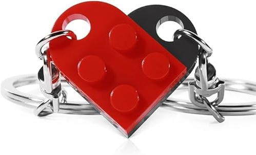 Porte Clé Coeur Rouge Petit Porte-Clés Porte Clé Coeur Couple,pour Anniversaire,Garnitures de Sacs De Fête, Récompenses,Articles De Fête,Pendentif,Cadeaux de Décoration (red+black)