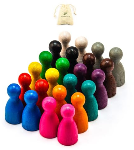 Waldfelsen® Halmakegel: 24 Halmakegel aus Buchenholz in zwölf Zubehör für Brettspiele