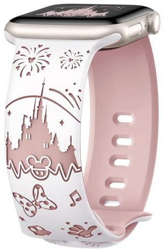 Joehwerr Cartoon Engraved Strap Compatible with Apple Watch Straps 40mm 41mm 38mm 42mm 44mm 45mm 46mm 49mm Women, Cute Soft Silicone Sport Band for iWatch SE3 Series 11 10 9 8 7 6 5 4 3 2 1