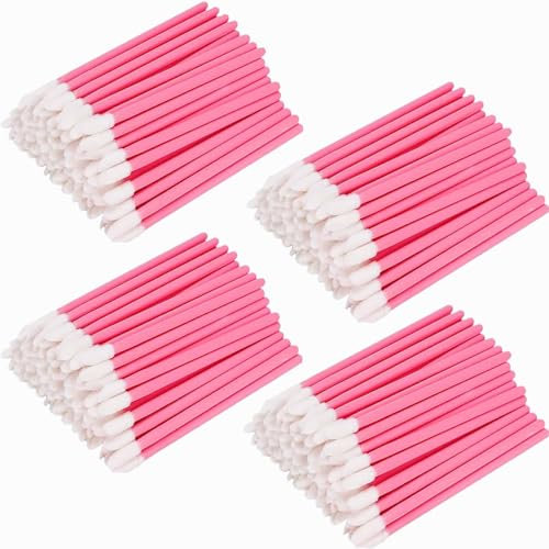 400 Pièces Pinceau à Lèvres, BetterJonny Applicateur Batonnet Brosse à Lèvres Applicateur Levre Lip Brush Pinceaux de Maquillage Parfait Outil de Maquillage Kits(Rose)
