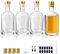 YBCPACK Lot de 4 bouteilles de liqueur vides à remplir de 375 ml, bouteilles d'alcool avec bouchon, capuchon rétractable, entonnoir, étiquettes, stylo, parfaites pour les liqueurs et les jus de fruits