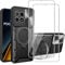 KUSINHOKA Case for Xiaomi POCO X6 PRO 5G With Slide Camera Protection Cover,Magnetic Metal Ring Kickstand Shockproof Military Grade Heavy Duty Tough Cover with 2 Pack Screen Protector,Black